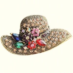 Floral Rhinestone Hat Brooch